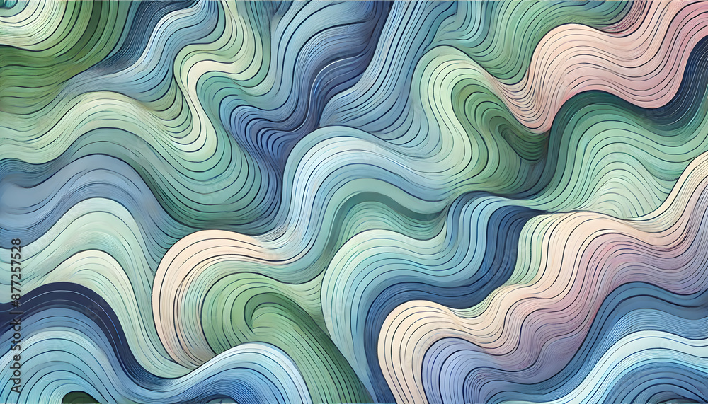 Abstract Flowing Waves of Pastel Colors Creating a Serene and Soothing Pattern Abstract Flowing Waves of Pastel Colors Creating a Serene and Soothing Pattern