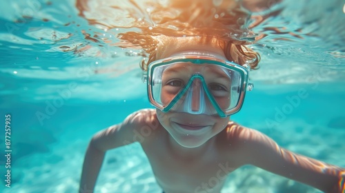 Wallpaper Mural Young Swimmer Delighted by Underwater Exploration Torontodigital.ca