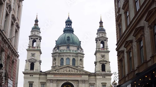 View of Saint Stephen cathedral in Budapest, Hungary.  St. Stephen's Basilica