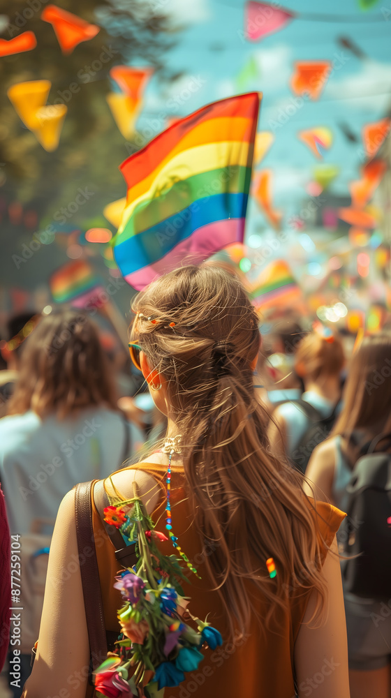 Obraz premium A woman enjoying a fun summer day at LGBTIQ Festivals