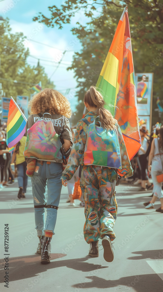 Fototapeta premium A woman in a vibrant costume enjoying a fun summer day at LGBTIQ Festivals