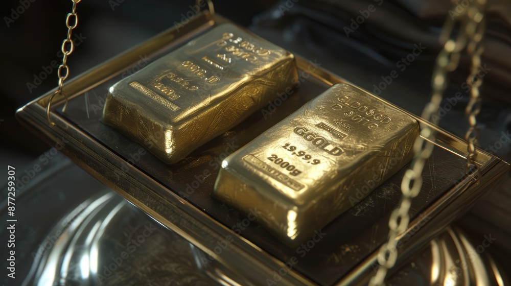Shiny Gold Bars on Precision Digital Scale for Wealth and Investment Concepts Shiny Gold Bars on Precision Digital Scale for Wealth and Investment Concepts