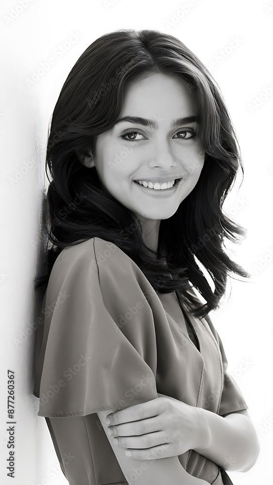 Portrait of a beautiful young latin model woman smiling on a white background. Portrait of a beautiful young latin model woman smiling on a white background.