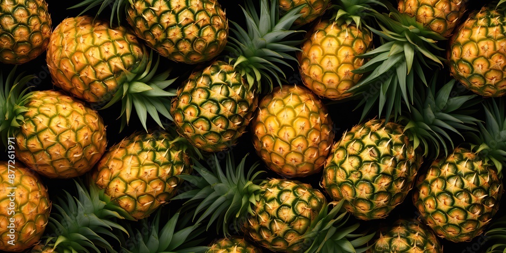 Fresh yellow tropical exotic fruit pineapples texture decoration Fresh yellow tropical exotic fruit pineapples texture decoration