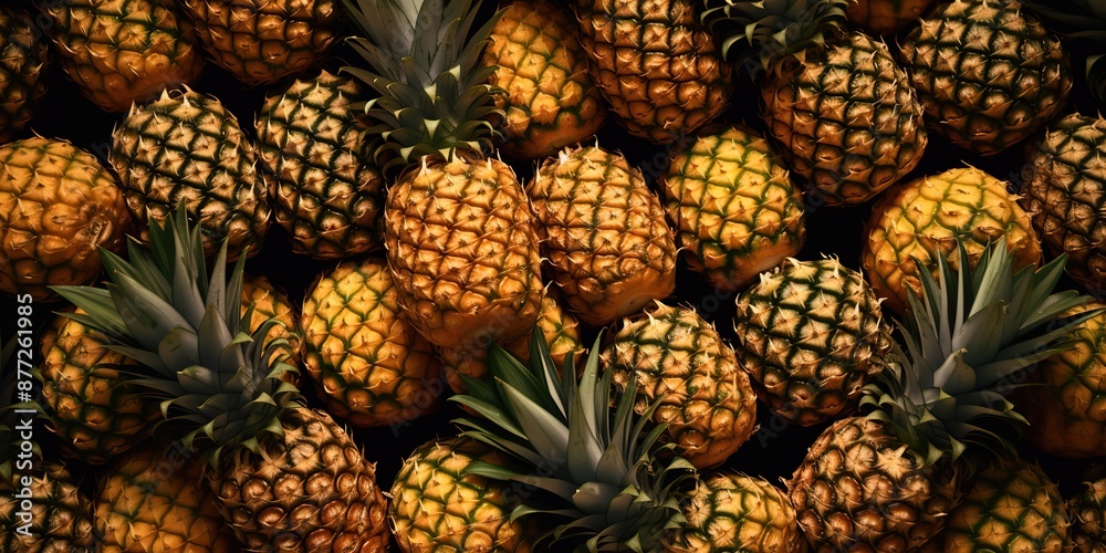 Fresh yellow tropical exotic fruit pineapples texture decoration Fresh yellow tropical exotic fruit pineapples texture decoration