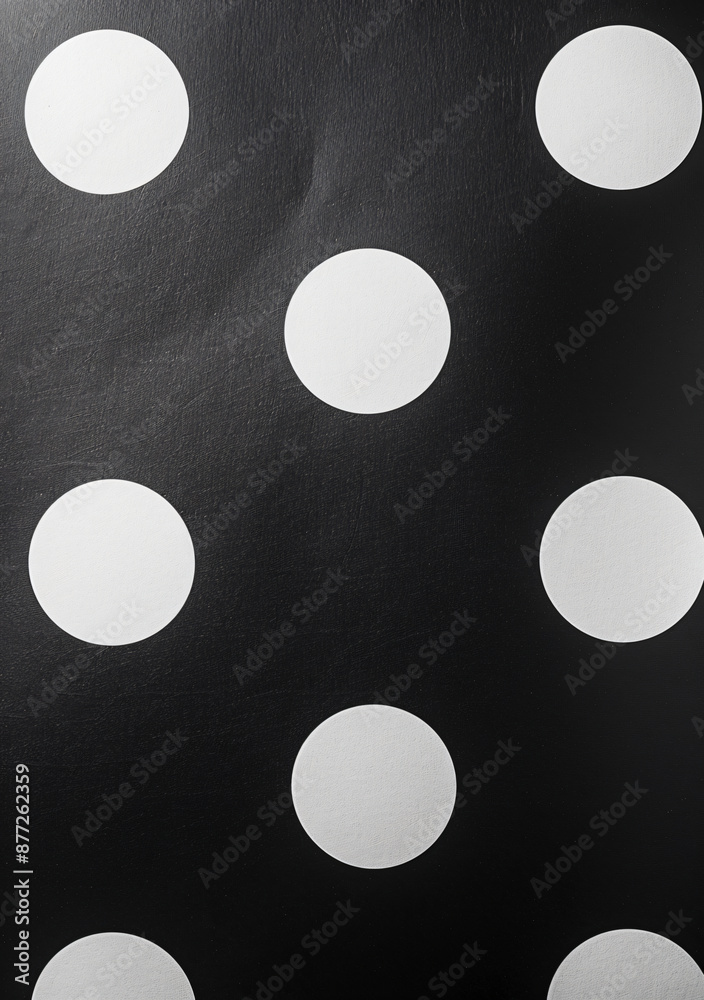 Black and white polka dot pattern on paper in a flat lay. White circles with a black background. Background texture for design or decoration. Black and white polka dot pattern on paper in a flat lay. White circles with a black background. Background texture for design or decoration.