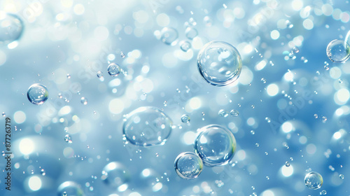 Wallpaper Mural Background in a soft shade of blue with delicate bubbles. Their delicacy and free movements add lightness and joy to the image. Torontodigital.ca