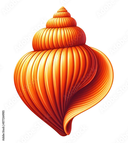 Yellow-orange snail seashell illustration, isolated