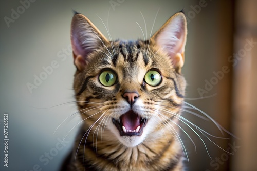 Startled Cat With Mouth Wide Open