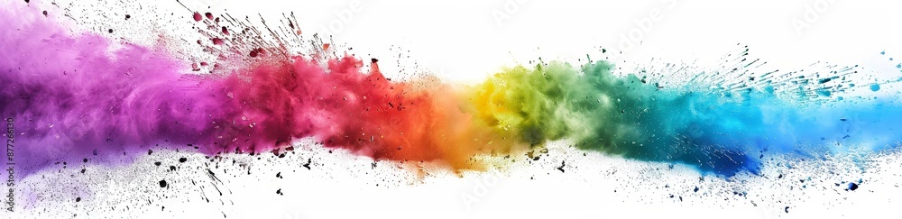 Fototapeta premium Rainbow colored powder explosion on a white background.