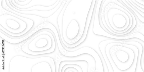 Abstract papercut multi layers background. 3D topographic pattern banner design. White papercut wave background design. Vector illustration.