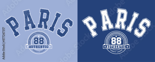 Paris 88 authentic Varsity League typographic slogan vintage varsity graphic slogan vector.