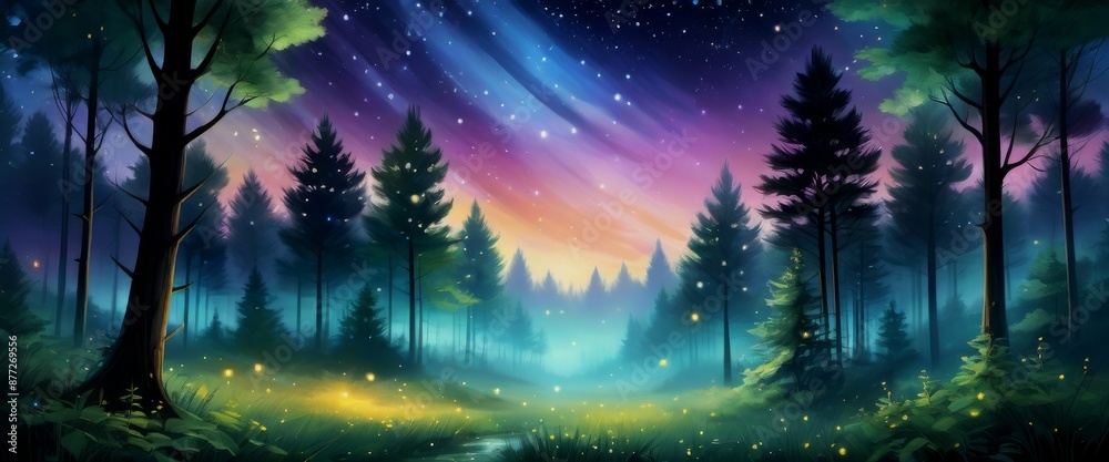 Naklejka premium Abstract background and wallpaper Mystical forest clearing twili