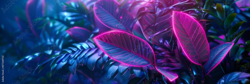 Botanical illustrations lit with neon, highlighting the sacred geometry ...
