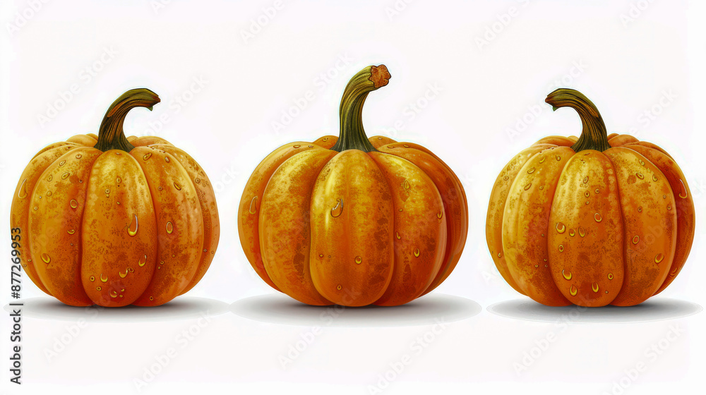 Fototapeta premium Autumn Harvest Pumpkins Illustration