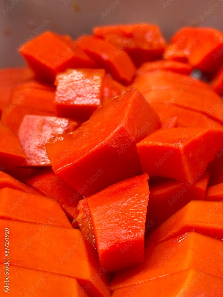 sliced red papaya sliced red papaya