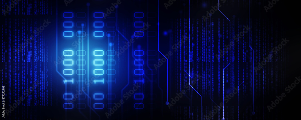 Fototapeta premium 2d illustration Abstract futuristic electronic circuit technology background