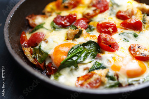 Obraz na płótnie healthy breakfast skillet eggs w salonie