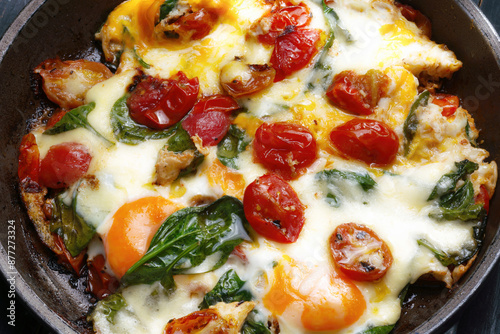 Obraz na płótnie healthy breakfast skillet eggs w salonie