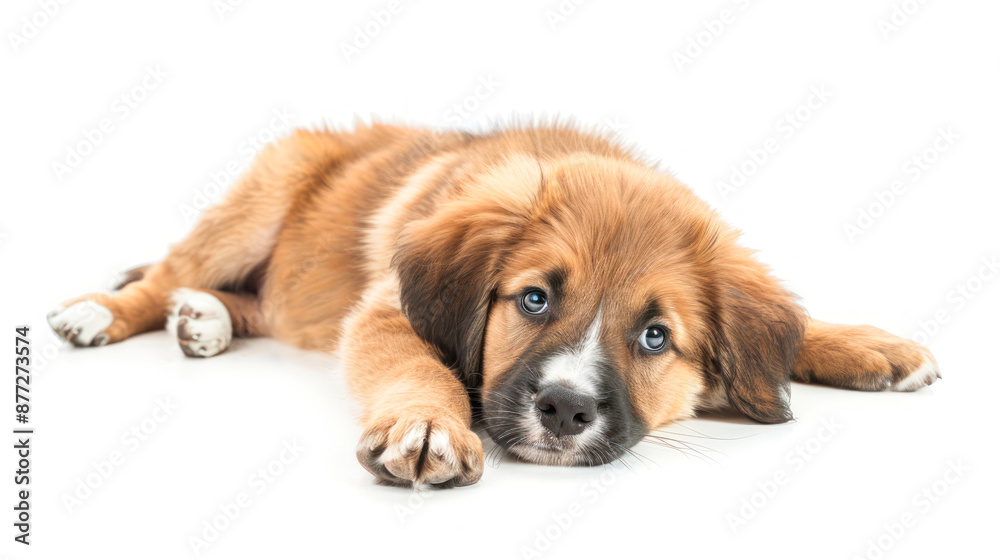 Sleeping puppy curled up with a soft and fluffy coat Sleeping puppy curled up with a soft and fluffy coat