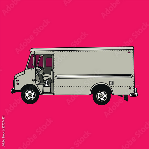 Old vintage retro truck . Vector illustration