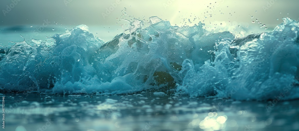 Naklejka premium waves in the open sea rolling beautifully, close up