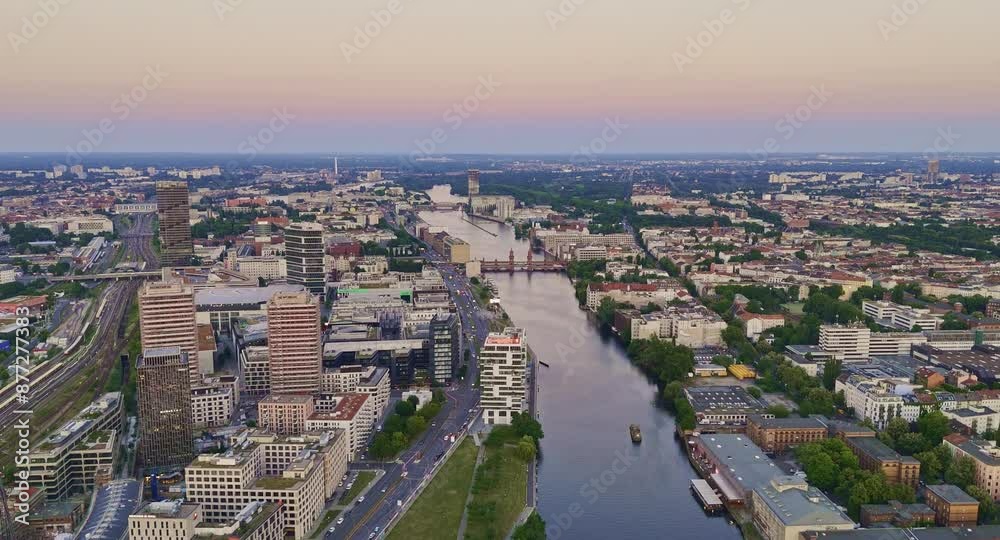 Berlin spree at sunset in Freidrichshain Berlin spree at sunset in Freidrichshain