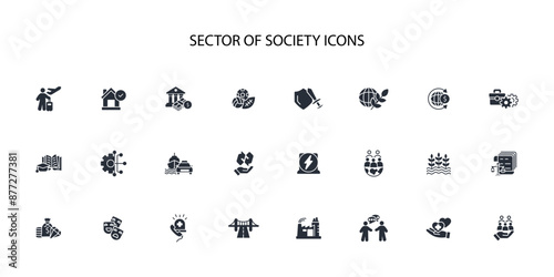 Sector of society icon set.vector.Editable stroke.linear style sign for use web design,logo.Symbol illustration.