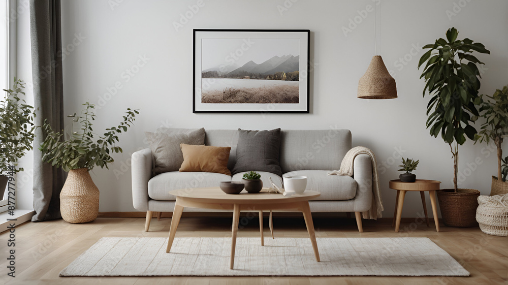 light gray sofa and recliner chair in Scandinavian apartment. The interior design of modern living room. Created with generativelight white sofa and recliner chair in Scandinavian apartment. The inte light gray sofa and recliner chair in Scandinavian apartment. The interior design of modern living room. Created with generativelight white sofa and recliner chair in Scandinavian apartment. The inte
