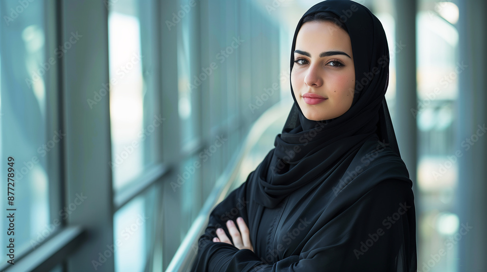 Saudi or Emirati Arab woman in Hijab Abaya at indoor location. Arabic female local wearing traditional clothing in the Middle East Saudi or Emirati Arab woman in Hijab Abaya at indoor location. Arabic female local wearing traditional clothing in the Middle East