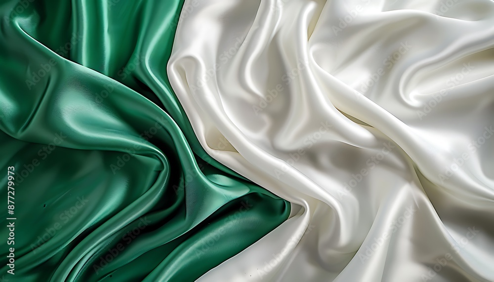 Obraz premium 3D rendering of the national flag of Nigeria, Pakistan waving in the wind, closeup view,