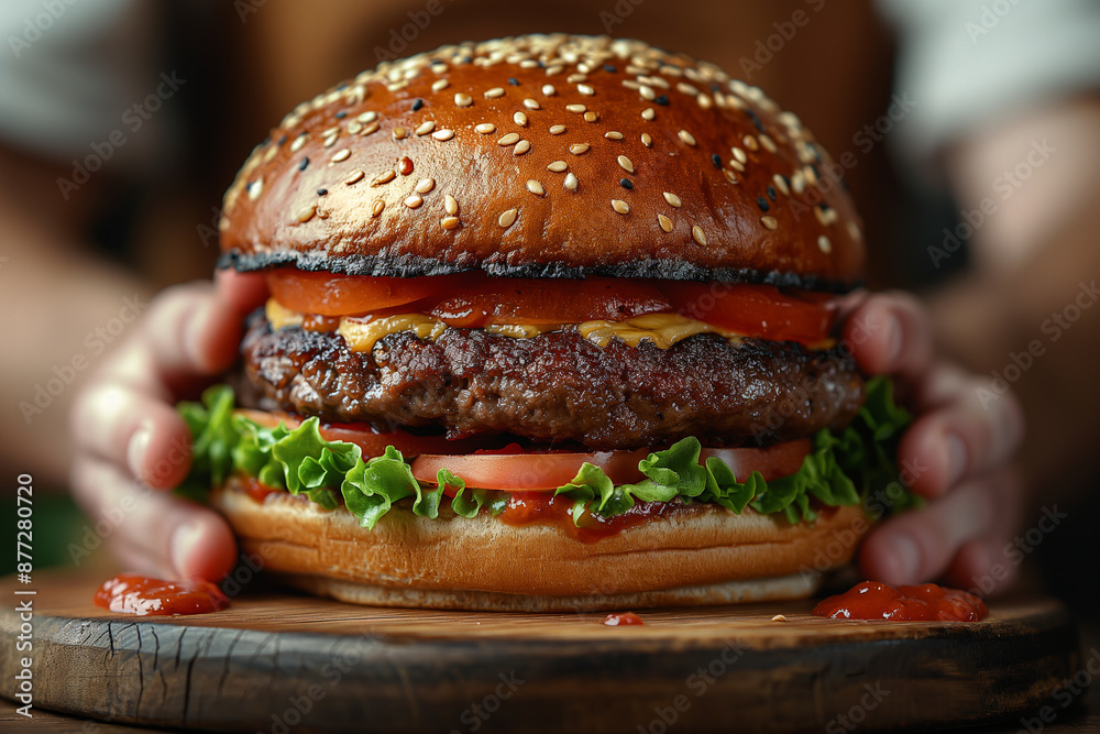 Smash Cheese Burger, made with beef patty Smash Cheese Burger, made with beef patty
