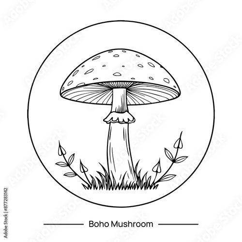 Vector magic mushroom in boho style