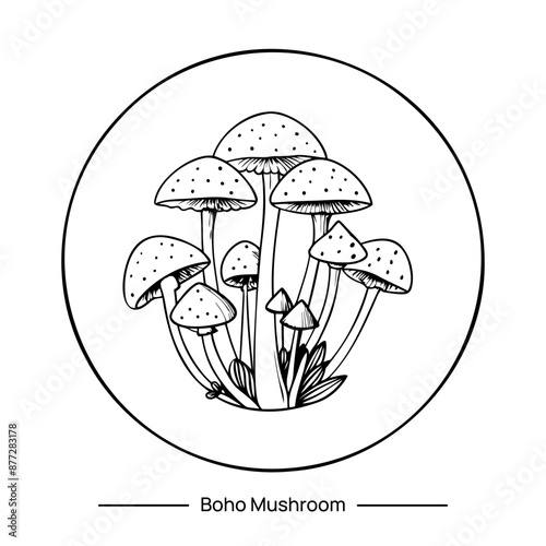 Vector magic mushroom in boho style