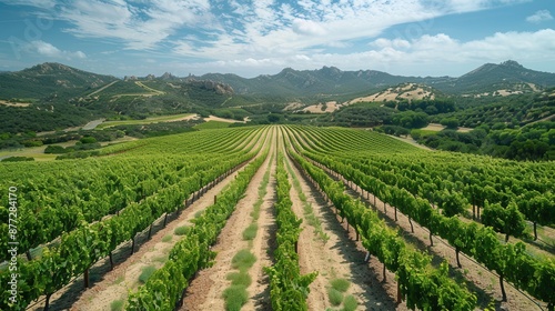 Wallpaper Mural Serene Vineyard Landscape with Grapevines under a Bright Sky Torontodigital.ca