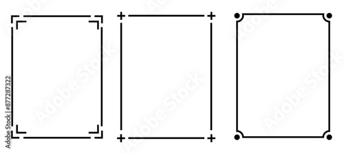 Simple outline borders. Collection of Decorative vintage frames. Black frame. Vector iillustration isolated on white background.