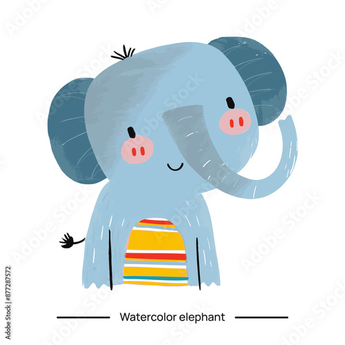 Vector illustration of an elephant in a watercolor style