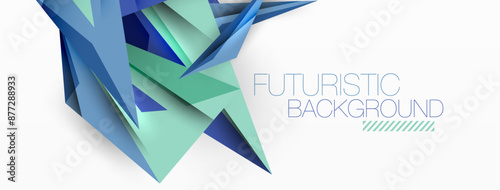 Minimal geometric abstract background. Low poly dynamic triangle design. Trendy techno business template for wallpaper, banner, background or landing