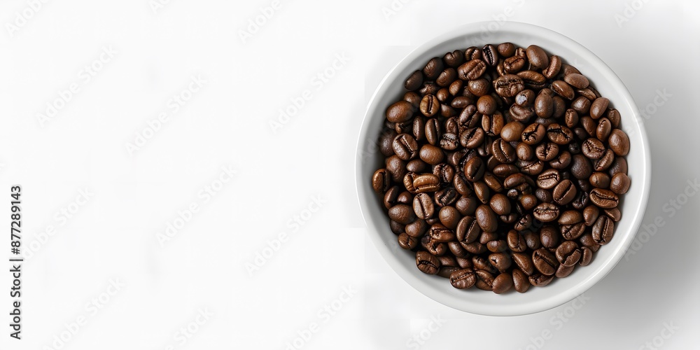 coffee beans and coffee cup on white background for design text space coffee beans and coffee cup on white background for design text space
