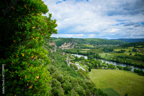 Village of Roque Gageac in the Dordogne, France. Taken from Les Jardins de Marqueyssac
 photo