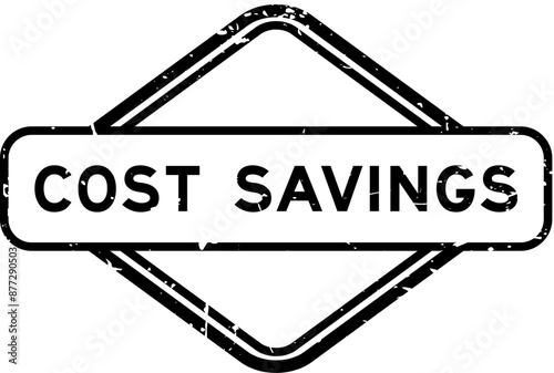 Grunge black cost savings word rubber seal stamp on white background