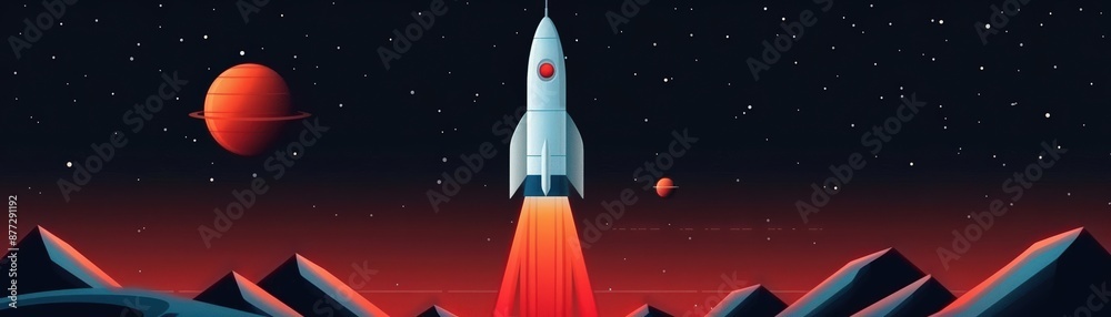 Obraz premium Retro-style space exploration infographic