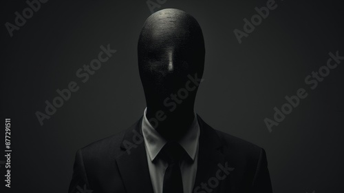One faceless man on a dark background.
