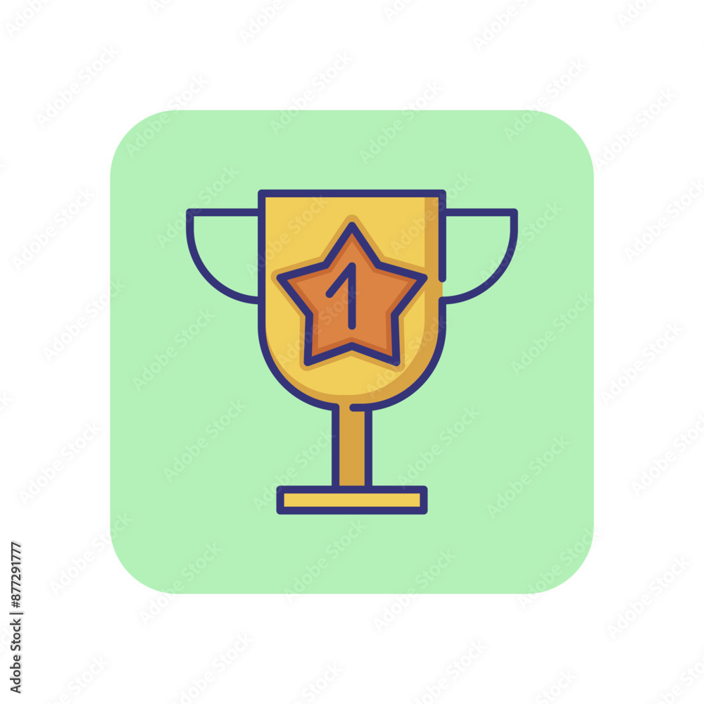 Award line icon. Cup winner with first symbol in star. Leadership concept. Can be used for topics like business, competition, winning, success Award line icon. Cup winner with first symbol in star. Leadership concept. Can be used for topics like business, competition, winning, success