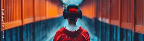 Traditional Geisha walking in Kyoto alley