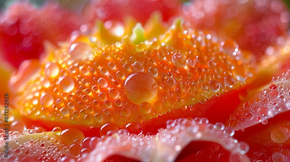 A close up of a flower with water droplets. A close up of a flower with water droplets.
