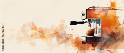 Abstract watercolor painting of a coffee machine.