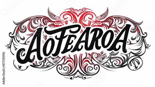 New Zealand illustration. Aotearoa Polynesian Maori ethnic style inspired artwork design.