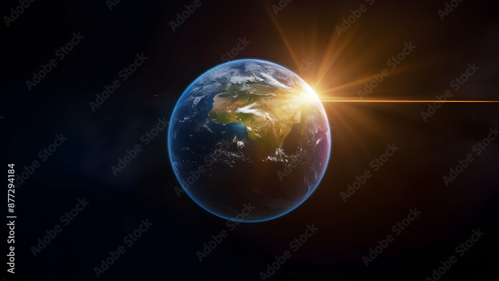 Fototapeta premium Earth Ignites Sunrise Over the Cosmos
