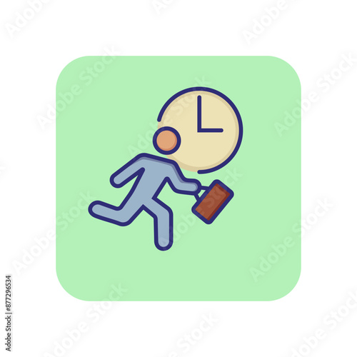 Haste line icon. Running businessman, clock, man. Time management concept. Can be used for topics like business, daily routine, schedule